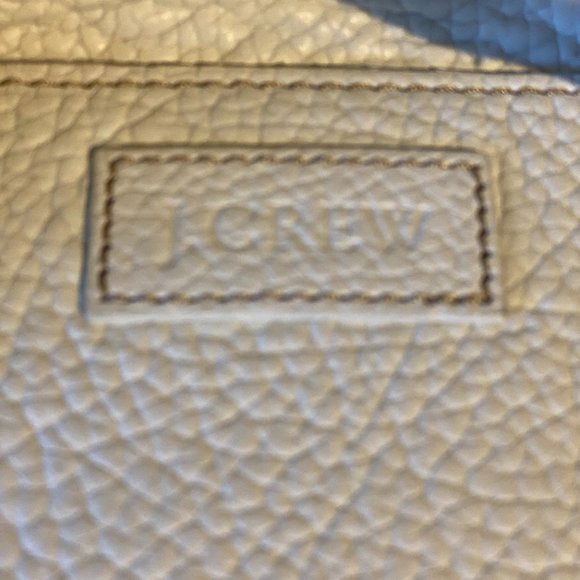 Vintage J.Crew White Pebbled Leather Hobo/Tote Bag - Picture 7 of 12